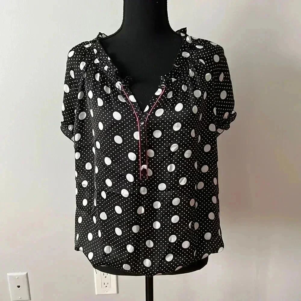 Zac and Rachel Black and White Polka dot blouse